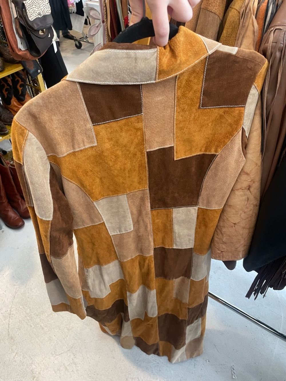 Vintage Wilsons Leather Patchwork Suede Jacket 90s - Picture 2 of 6